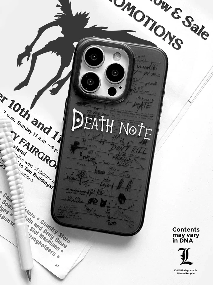Death Note 黑色手机壳 TPU 手机保护套 适用于 iPhone 14/15/16/17 Pro Max 礼品 — 第 2/4 张图片