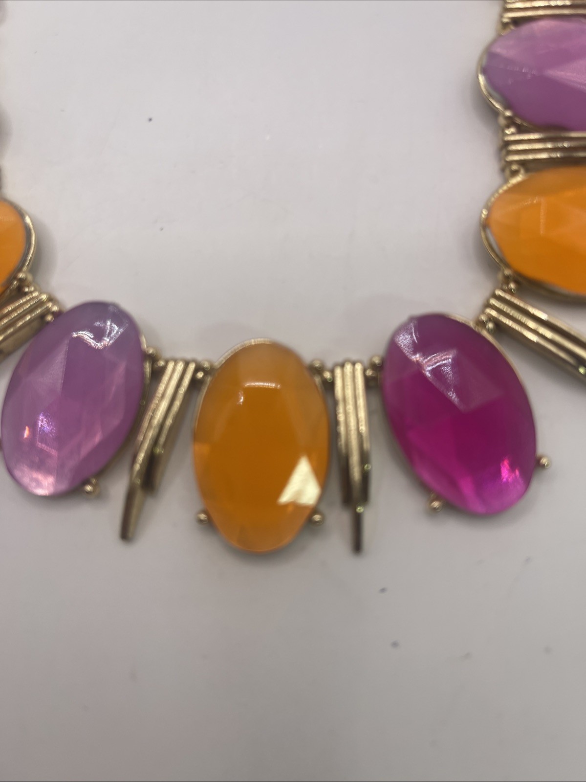 Statement Necklace Multicolor Acrylic Cut Gold To… - image 2