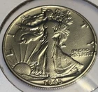 1945 LIBERTY WALKING SILVER HALF HIGH GRADE UNC Frosty White