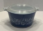 Vintage Pyrex Blue Floral Colonial Mist 473-B 1 Liter Casserole With Lid READ