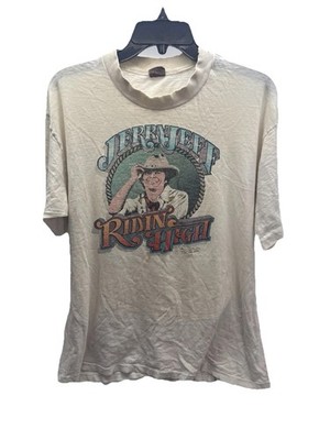 VTG 70 s Jerry Jeff Walker T Shirt 1976 Riding High L /XL ? Distressed Graphic T