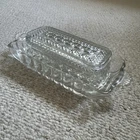 Vtg Glass Anchor Hocking Wexford Diamond Pattern Butter Dish w/Lid (Non-og Base)