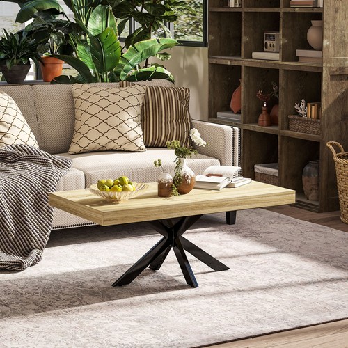 HOMCOM Tavolino da Caffè Stile Industriale in Legno e Acciaio 110x60x45 cm - Foto 8 di 10