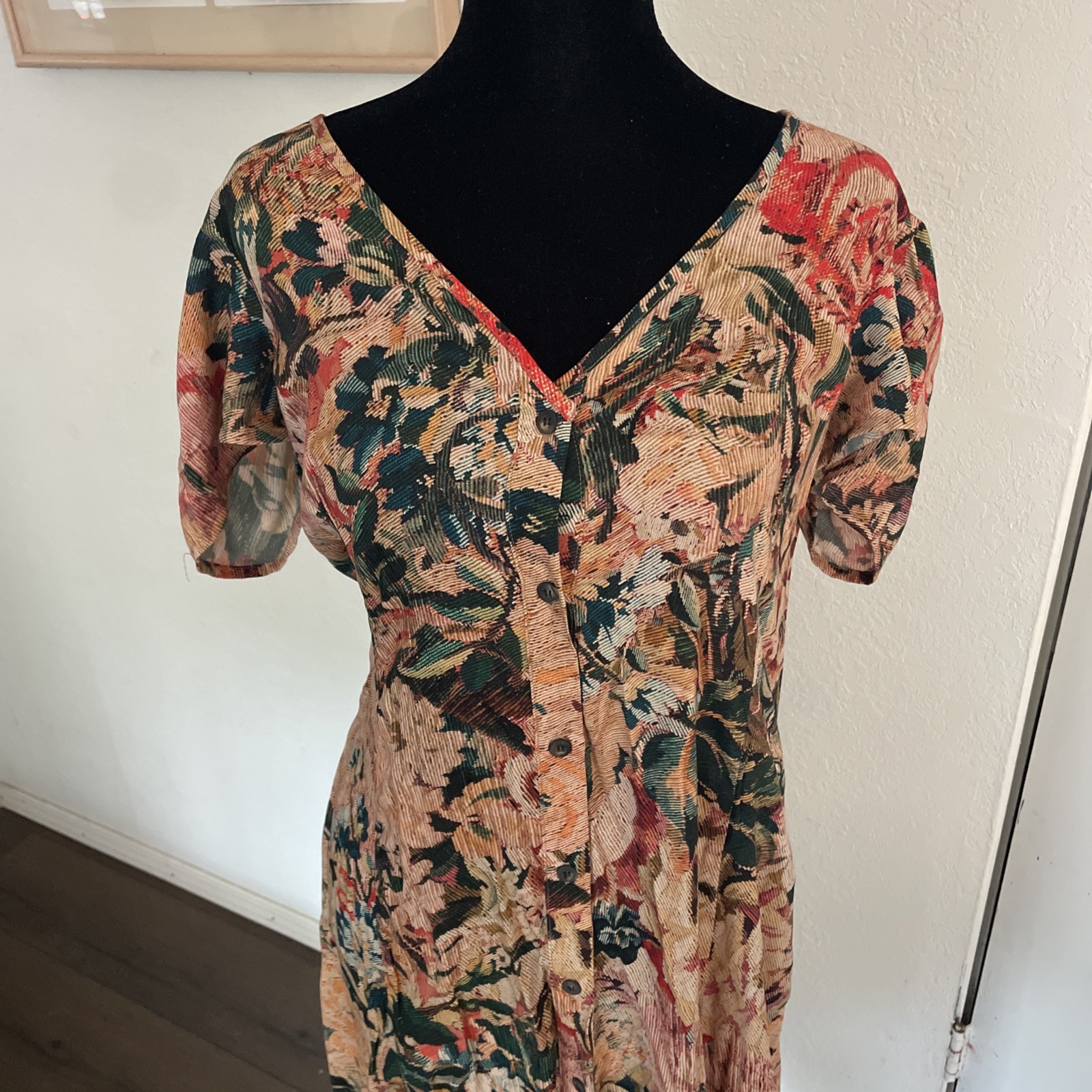 Peruvian Connection Floral Button-Front Dress V-N… - image 2