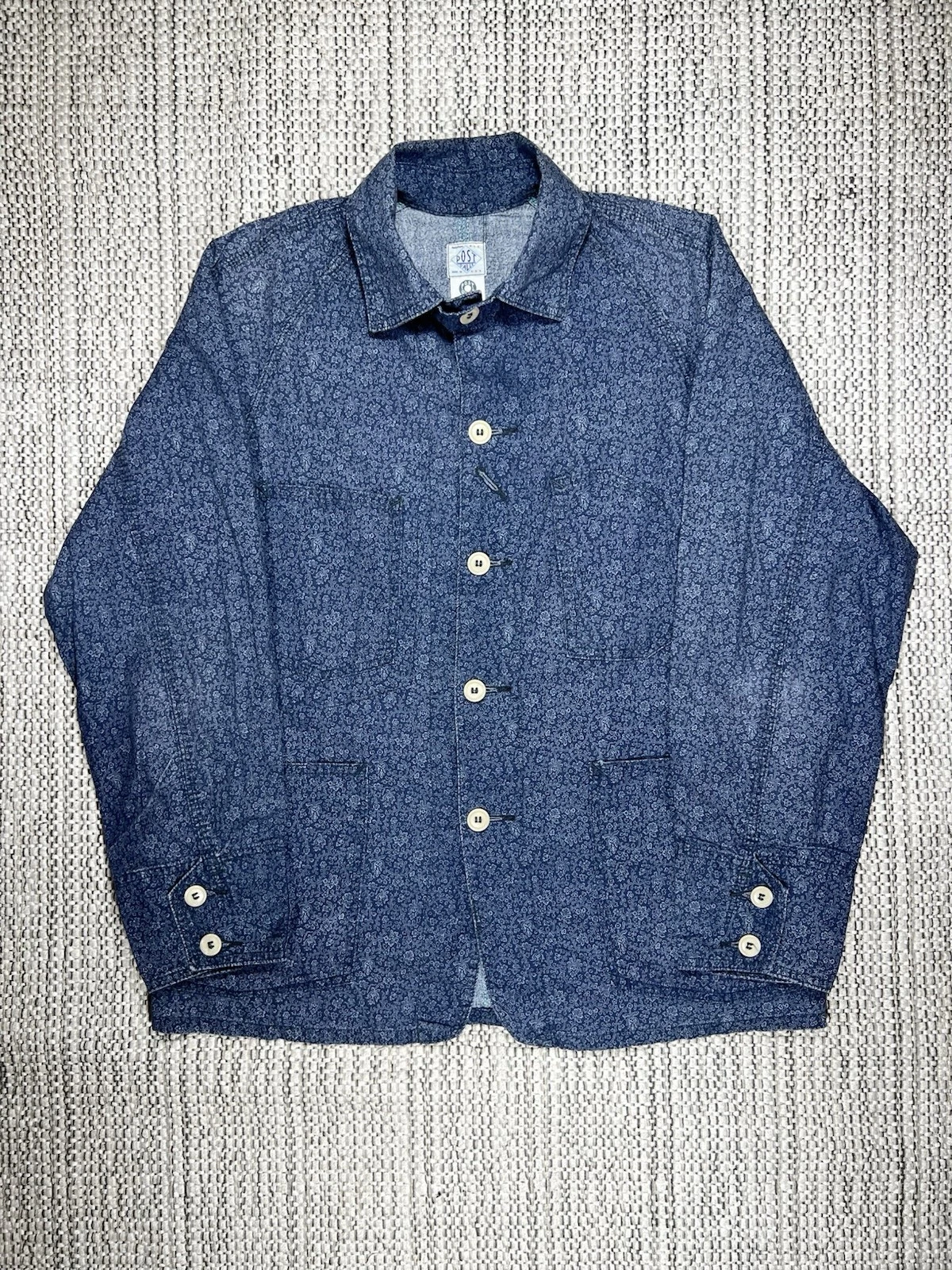 POST OVERALLS Engineers Jacket, MEN'S MEDIUM, Printed - Calico Pattern, Blue USA