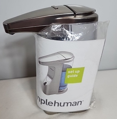 Simplehuman 8 oz. Touch-Free Sensor Liquid Soap Pump Dispenser Silver w/Guide