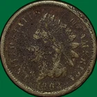 1862 Indian Head Cent Good G Coin, Corrosion #35380