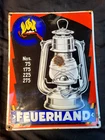 VINTAGE OLD ORIGINAL PORCELAIN ENAMEL SIGN FEUERHAND LANTERN GERMANY MADE 1940