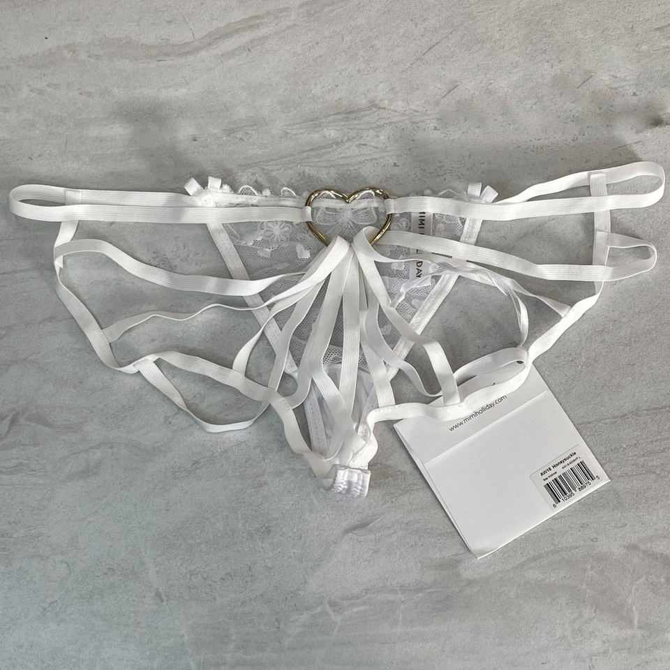 Calcinha Mimi Holliday L Star calcinha lingerie de renda coração de noiva branca - Imagem 4 de 4