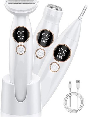 Bikini Trimmer Damen, Wasserdicht 3-in-1 Damenrasierer für Frauen - Schmerzfrei...