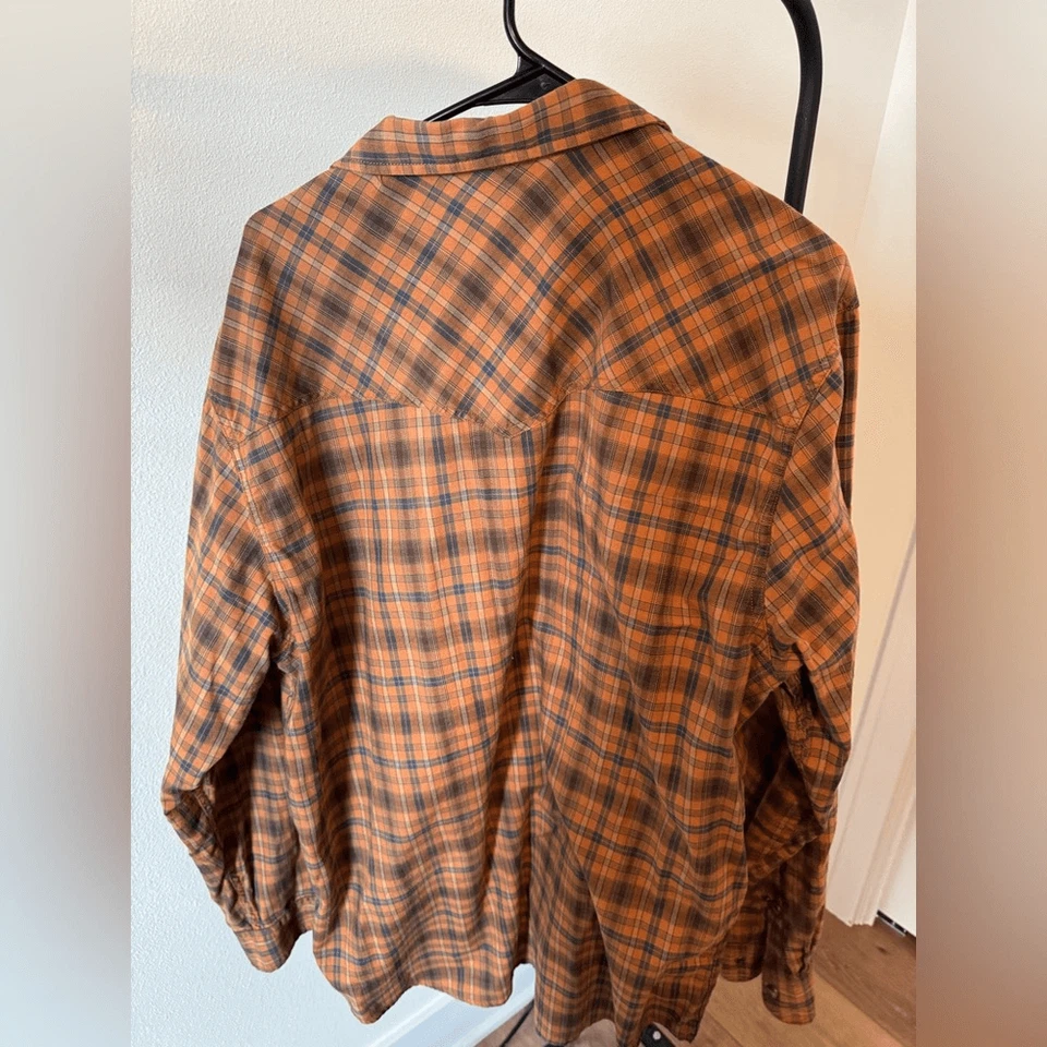 Camisa masculina Field n' Forest XL ferrugem xadrez colarinho botão para cima bolso de encaixe - Imagem 2 de 4