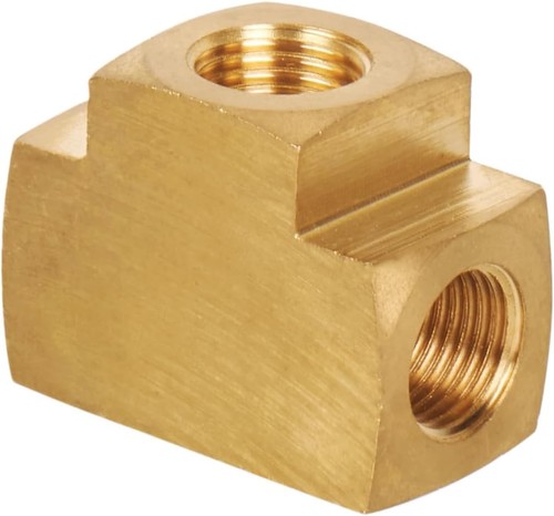 1/4" NPT Female Barstock Tee 3 Way Brass Pipe Fitting for Propane Gas Air US