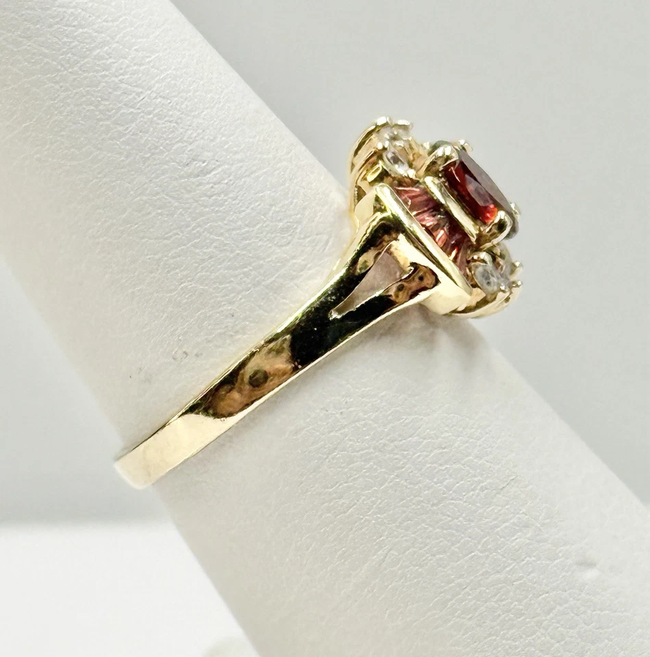 Anel vintage Ting REED’S AJR 10k granada topázio branco pedra 5,7 mm tamanho 5,75 testado - Imagem 3 de 4