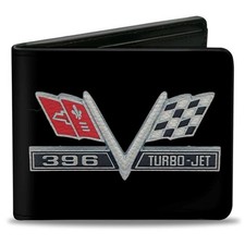 Bi-fold Wallet 1967 Impala 396 Turbo-jet V Emblem Blacksilverredwhite