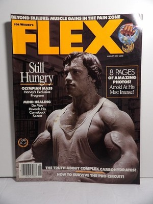 JOE WEIDER'S FLEX Magazine August 1990 Arnold Schwarzenegger Bodybuilding IFBB