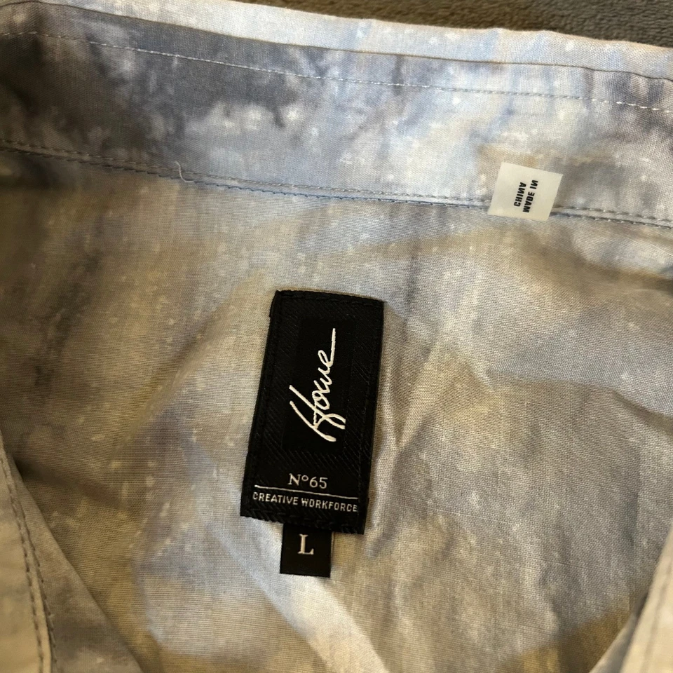 Howe Creative Workforce Gray Tie Dye Short Sleeve Button Up Shirt Mens Large - Image 2 of 4