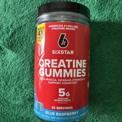 SIXSTAR Creatine Gummies Sugar Free 5g Creatine Monohydrate Blue Raspberry, 90 C