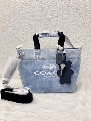 コーチ　トートCEB33 COACH OUTLET2026新作ラブドデニム NWT COACH CEB33 Mini Tour Tote Bag In Loved Denim Silver/Light