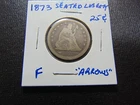 1873  Seated Liberty Quarter 25c "Arrows & Motto"