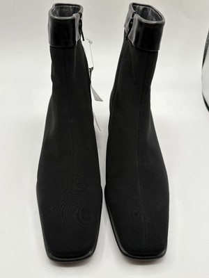 NEW Stuart Weitzman Womens 9.5M Black Goretex Nylon Ankle Heel Boots Waterproof