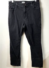 LLBean Jeans Womens Sz 14 Reg Classic Fit Black Straight Leg Pants Gorpcore EUC