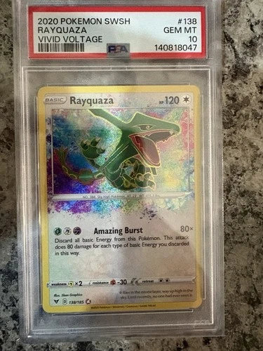 2020 POKEMON SWORD & SHIELD VIVID VOLTAGE #138 RAYQUAZA PSA 10