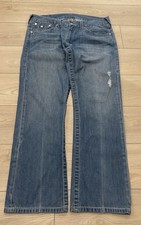 Vtg True Religion Jeans Straight Mens 36x31 Blue Made in USA Flap Pocket Baggy