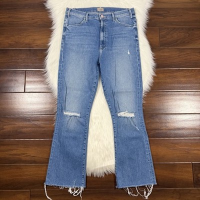 Mother Women's' Size 32 Distressed Hustler Ankle Fray Denim Jeans in Understudy