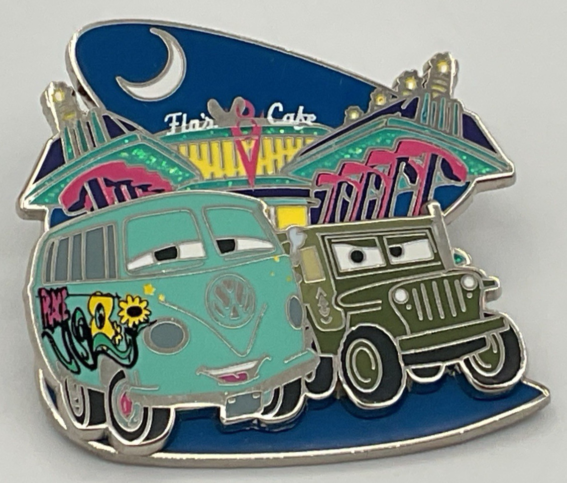 Disney Cars Meet Us At Flo's Fillmore And Sarge Passholder Trading Pin LE 2015