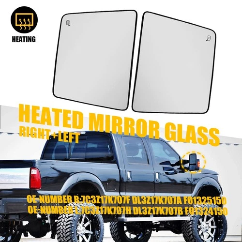 Tow Mirror Glass Upper Heated Left+Right For 2008-2016 Super Duty F250 350 450 V