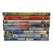 Disney (8 Movie) DVD Kids Lot Nemo, Shrek, Grinch, Valiant, Sandlot, Fox & Hound