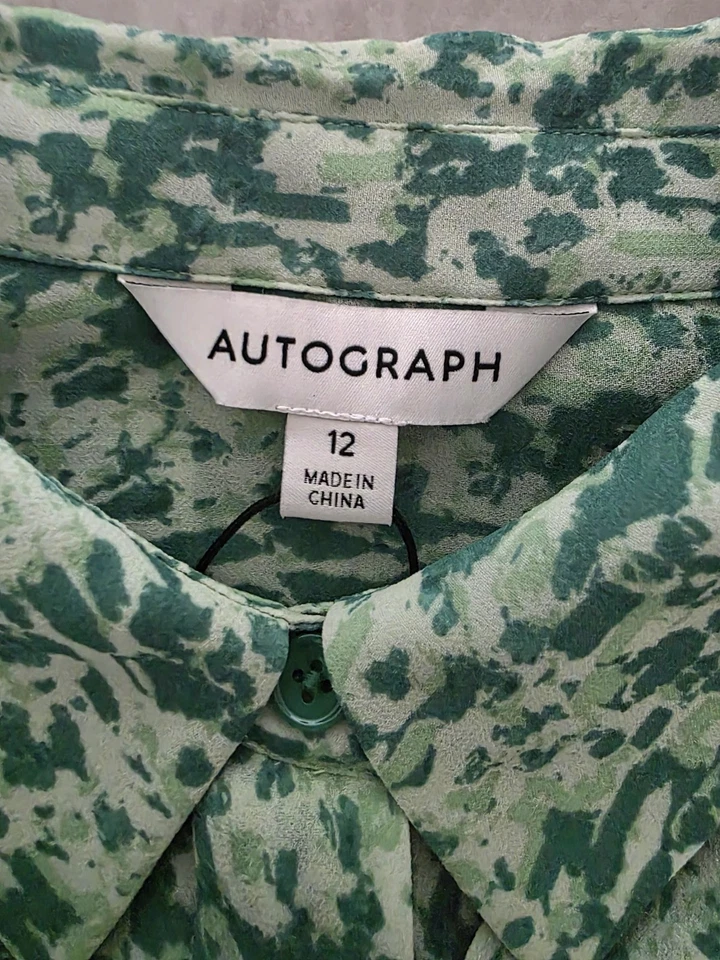 M&S Autograph Printed Tie Neck Shirt ~ Size 12 - Image 4 of 4