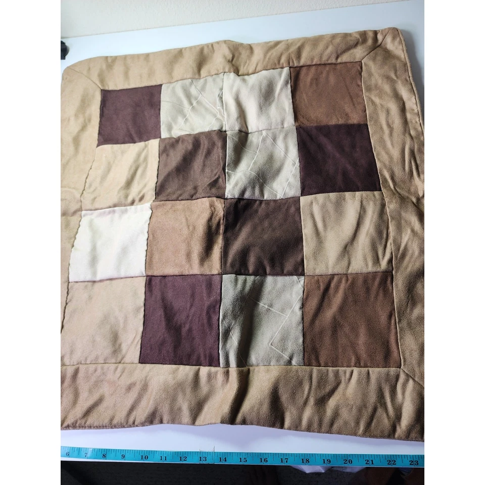 ASHLEY FURNITURE Marrón Tostado Patchwork Imitación Gamuza EURO Almohada Fundas - Juego de 2 Foto 3 de 4