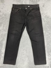 Levis 505 Jeans Mens 38x30 Black Regular Fit Straight Leg Denim Pants Zip Fly