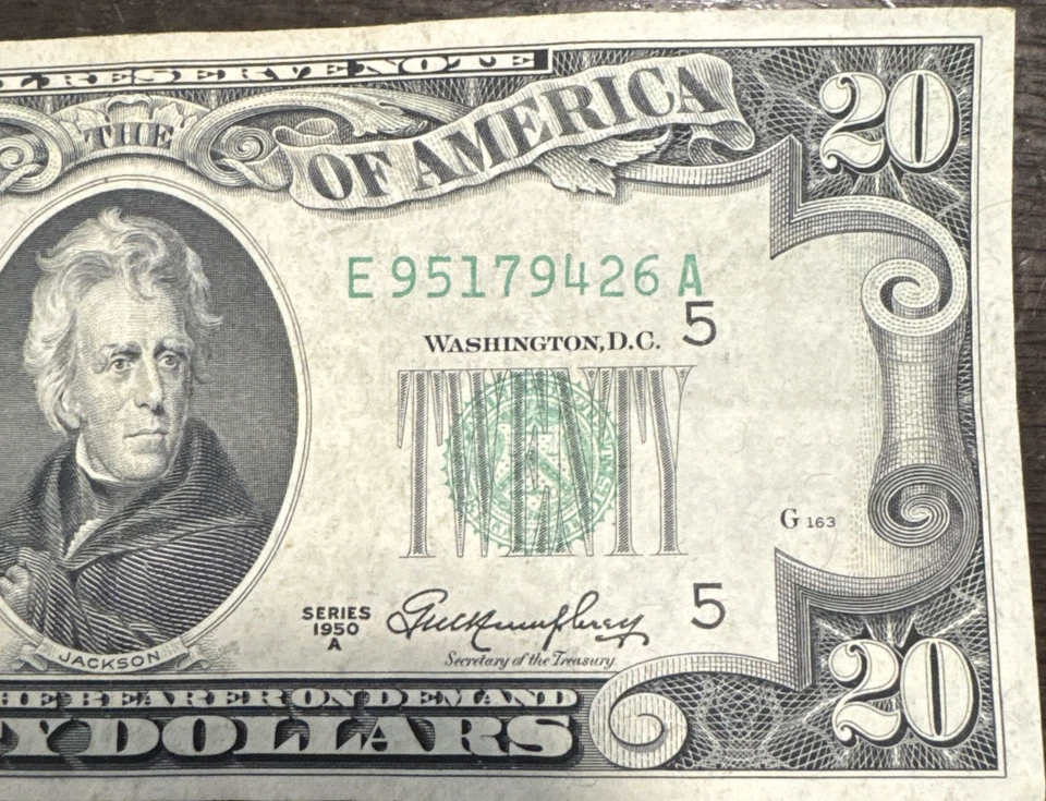 1950 $20 Federal Reserve Note Richmond Fr. 2060E mis aligned cut error  - Image 2 of 4