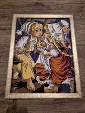 Needlepoint Tapestry Wool Yarn Vintage Cottage Core Metal Frame