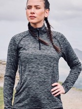 Zakti Activewear Zip Neck Jacket Lightweight Outdoor Size 14 Black Grey Fitness