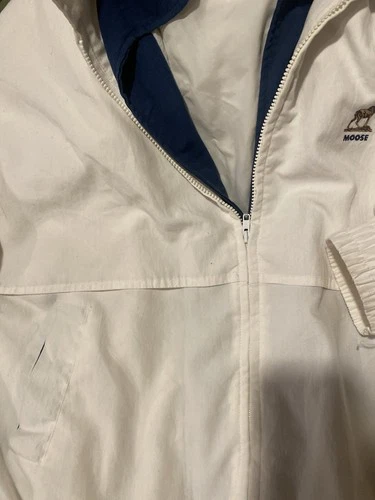 Vtg California Imperial Men’s 2XL Full Zip Windbreaker Moose Logo White/Blue image 4