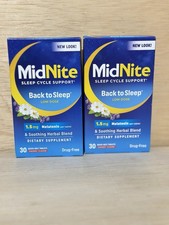 2- MidNite BACK TO SLEEP Support low dose 1.5mg Melatonin 30 Cherry tabs Ea-