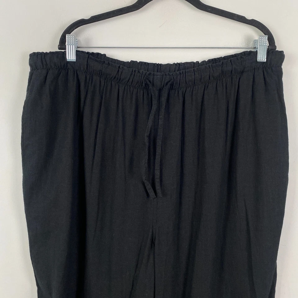 Quacker Factory Linen Blend Cropped Pants Size 2X Ice Cream Embroidered - Image 2 of 4