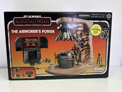 Star Wars Vintage TVC Mandalorian ARMORER'S FORGE 3.75" Hasbro Playset &Fig 2024