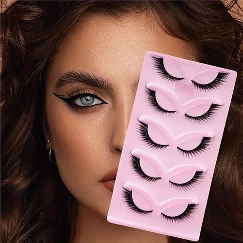 5 Pairs of Cat Eye Fox Eye Faux Mink False Eyelashes Sexy Eyelash Extension - Picture 4 of 6
