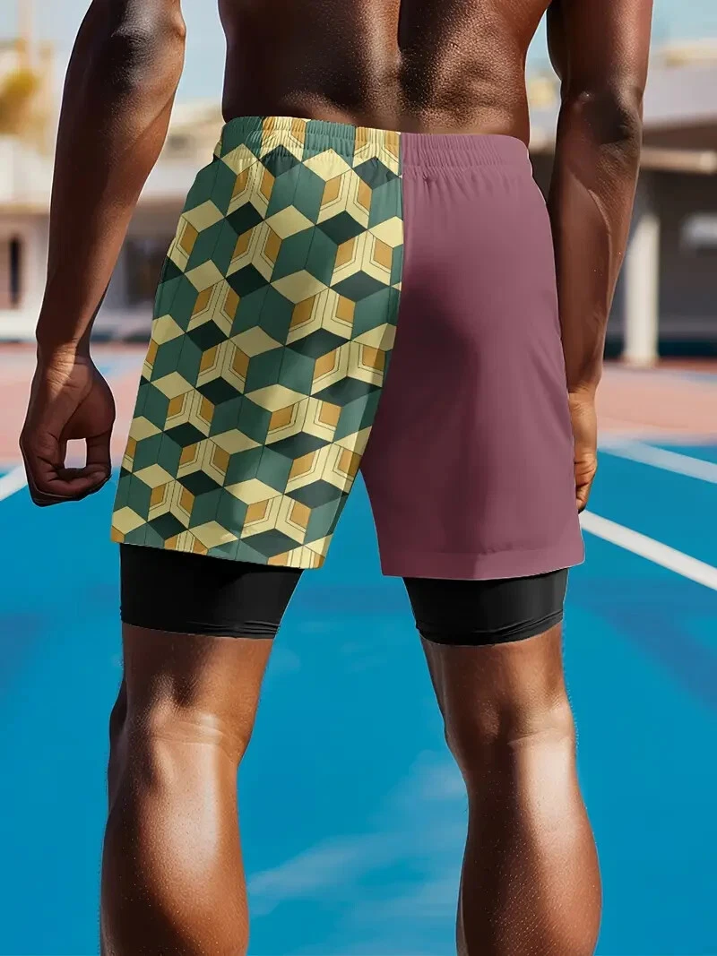MEN'S 2-in-1 Quick Dry Summer Shorts Beach Gym Jogging Fitness Shorts