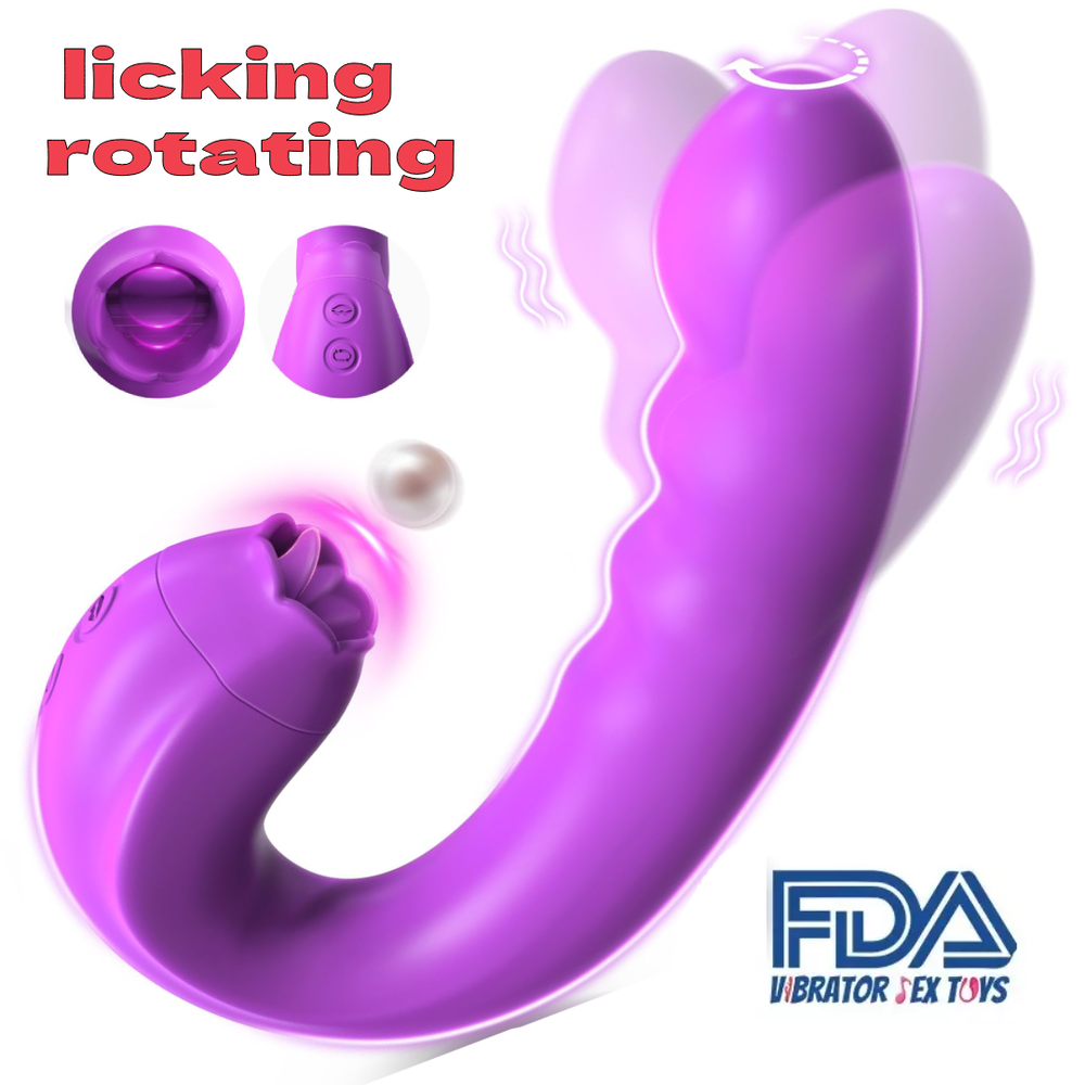 Pleasure Wave G-spot Vibrator with Rotating Licking Tongue for Solo or Couples
