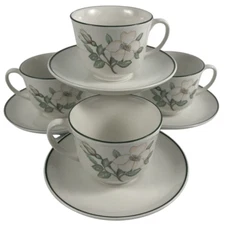 Johnson Brothers Juliette 4 Cups and 4 Saucers VTG Floral Ironstone England B