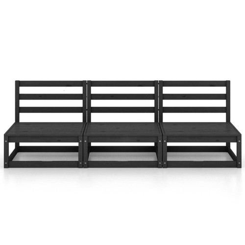 Outdoor-Sofa 3-Sitzer Schwarz Massivholz Kiefer - Bild 3 von 6
