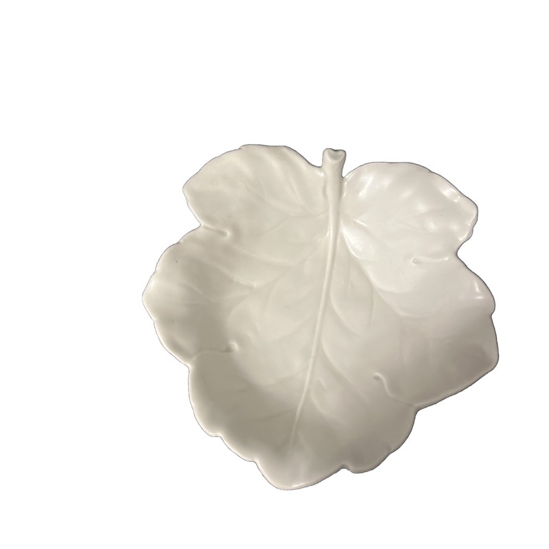 Vintage Fitz & Floyd Ivory Leaf Porcelain Trinket Dish Japan