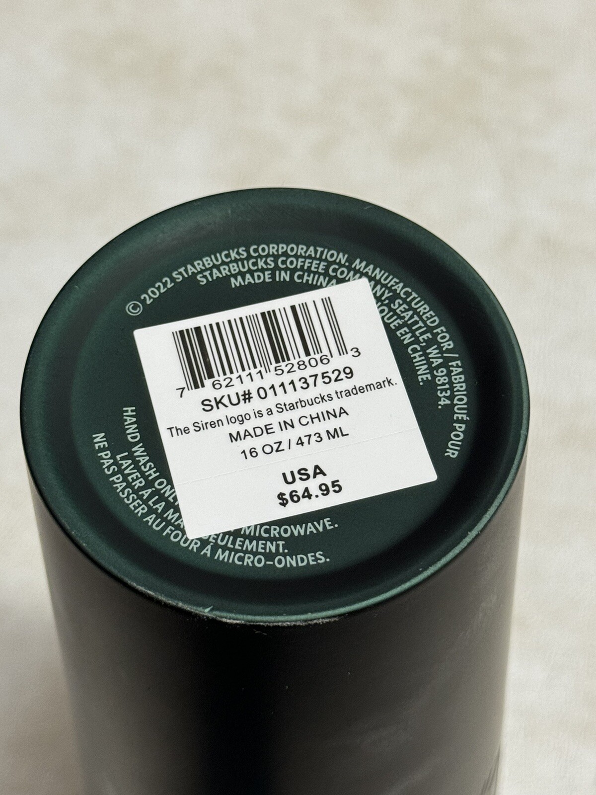 Starbucks 2022 Stainless Steel 16oz Coffee & Tea Refill Tumbler Green