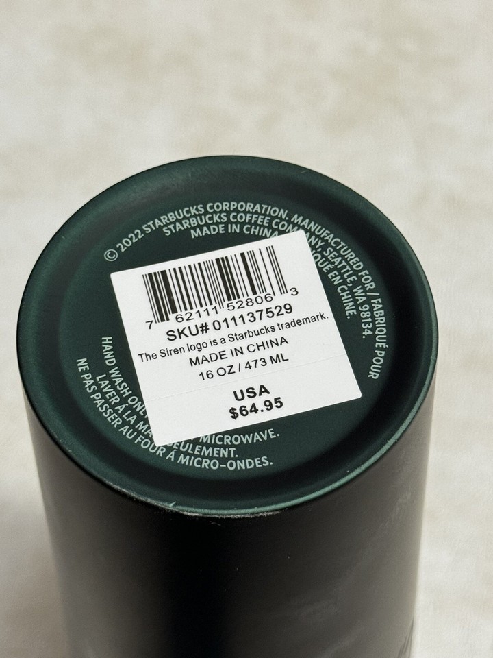 Starbucks 2022 Stainless Steel 16oz Coffee & Tea Refill Tumbler Green