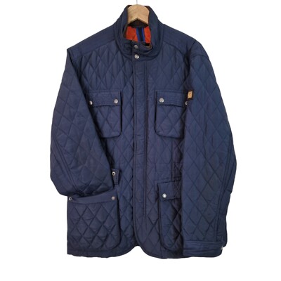 McNeal Mens Quilted Jacket Navy XL Lonato Big Pockets Corduroy Trim 